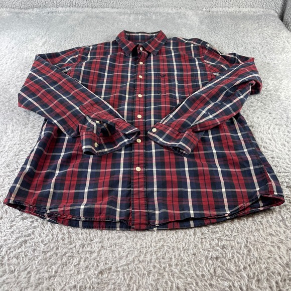 American Eagle Outfitters Other - American Eagle Outfitters Plaid Button Down Shirt Long Sleeve Red Blue Men L